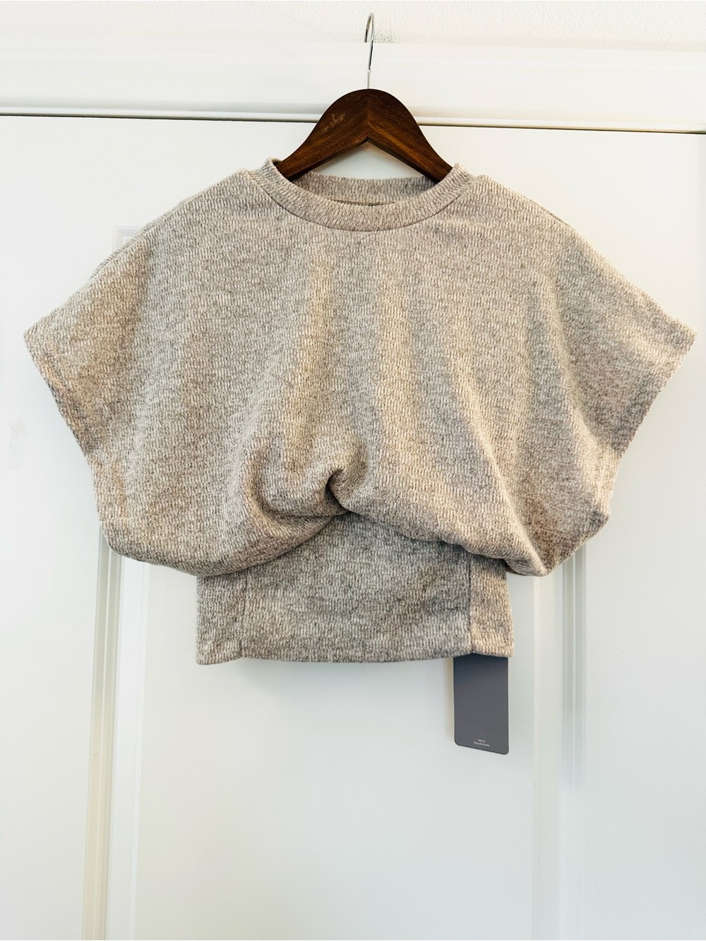 Missguided Neutral Beige Short-Sleeve Knit Top